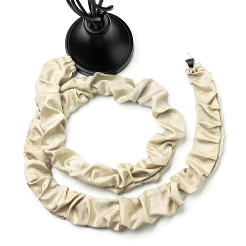 Image of 2 Pcs Fabric Cord Cover & Chandelier Chain Cover Each 6 Feet Long Easy to Install Ideal for Chandeliers Lighting Wire Cable Management and Hiding (Grey)