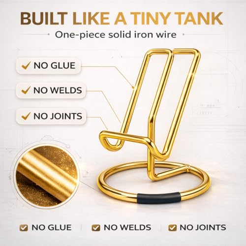 Image of Mizi Cell Phone Stand for Desk - Metal Mobile Phone Holder Compatible with iPhone, iPad, Switch & All Smartphones - Cute, Classy Stylish Display Stand - Gold