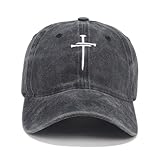 Quanhaigou Embroidered Christian Jesus Cross Baseball Cap Dad Hat Adjustable Fashion Hats for Men Women (Black Cross)