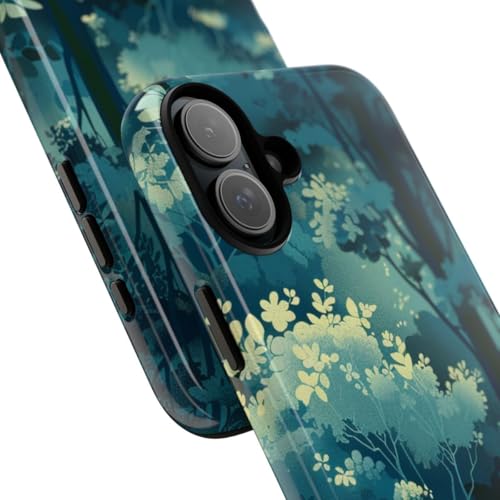 Coque rigide iPhone 16 Plus brillante anti-rayures motif feuillage vert