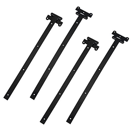 Diyworld 24" Black Door Hinges – 2Pcs Gate Hinges With 14 Mounting Screws – Heavy Duty 4Mm Thick Iron Construction With Black Powder Coating – Ideal For Gates, Sheds, Barns #TOP5