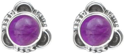 Miniatura 2 de Gemstone Post Stud Earrings 925 Sterling Silver Gemstone Stud Earrings For Girls Women Jewellery