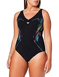 Atmungsaktives Gewebe ARENA Damen Giulia Wing Back One Piece Badeanzug, Black, 48
