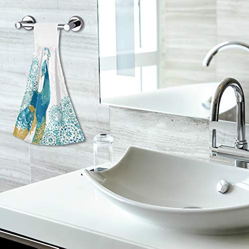 Boccsty Peacock Hanging Kitchen Towels 2 Pieces Blue Bird Absorbent Hand Towel Loop Dish Cloth Tie Towels Tea Bar Towels For Bathroom Farmhouse Housewarming Tabletop Home #TOP6