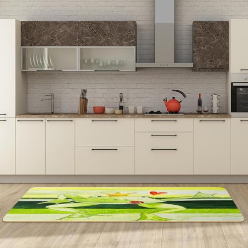 Tapete de cocina de 2 piezas VAPOKF alfombra pasillo lavable para cuarto de lavado 3