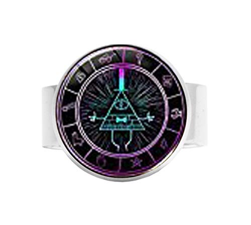 Preisvergleich Produktbild Halskette mit Anhänger, handgefertigt, Gravity Falls Bill Cipher inspiriert, verstellbarer Ring, Bibel-Zitat, religiöser Schmuck, verstellbarer Ring