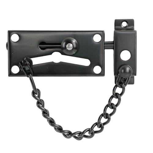 Mooche Chaîne de Porte de Sécurité, Chaîne de Porte, Chaîne de 19,3 cm, en Acier Inoxydable, Serrure à Chaîne de Porte avec Vis, Chaîne de Protection de Serrure de Porte, Noir