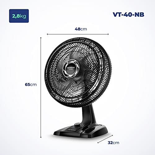 Ventilador de Mesa 40cm Turbo, Mondial, Preto/Prata, 140W, 220V - VT-40-NB