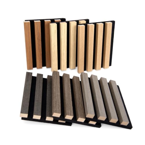 Image of Art3d Soundproof Wood Slat Wall Panel, 6 x 4.7 in, 6 Sample Packs, 6 Colors