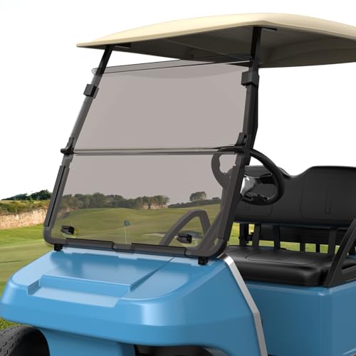 10L0L Golf Cart Windshields for Club Car DS 2000-Up Replacement Fold Down Front Shield Heavy Duty Shatterproof PC Windshield with UV Protection (HD Clear)