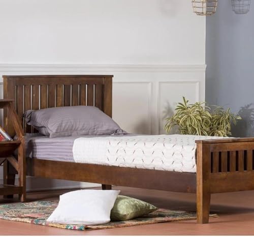 Image of Sheesham Wood Singl Size Bed Without Storage|Bed|Single Bed |Singl Bed Solid Wood Single Bed (Finish Color - Brown, Delivery Condition - DIY(Do-It-Yourself))