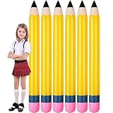 Sumind 6 Pcs 60 Inch Jumbo Inflatable Pencil School Inflatable Pool Noodles Float Pencil Giant Yellow Blow Up Balloons Classroom Decorations for Back to School Graduation Photo Prop Wall Party Favors