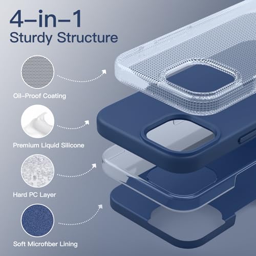 Image of JETech Silicone Cover Case for iPhone 14 Plus 6.7-Inch, Silky-Soft Touch Full-Body Protective Phone Case, Shockproof Cover with Microfiber Lining (Cobalt Blue)