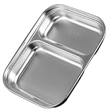 LIFKOME Unterteilte Gewürzplatte aus Edelstahl Rechteckige Snack und Vorspeisenplatte mit Fächern...
