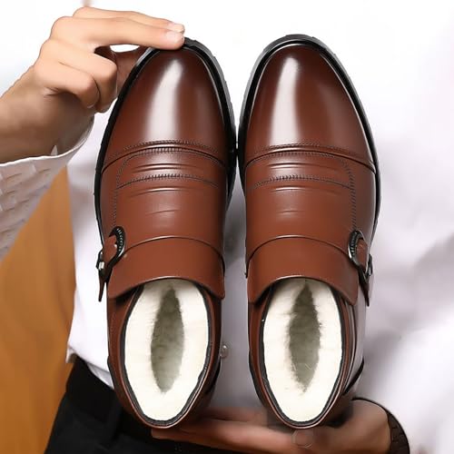 Men's Warm Cold Proof for Outdoor Hiking Casual Casual Leather Winter Plush Warm Snow Shoes， High Top Cotton for Men New Business Shoes4
