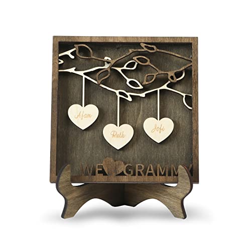 Cadeau Fête des Mères Arbre Généalogique Personnalisé Signe en Bois Plaque de avec 2 à 9 Noms Cadre d'arbre Généalogique Décoration Cadeau pour pour Maman Mamie (3-noms)