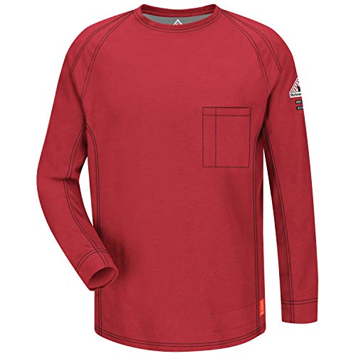 Bulwark Men's Iq Series Long Sleeve Comfort Knit T-Shirt, Red, Medium