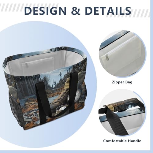 Nander Forest Baseball Foldable Tote Bag Waterproof Sandproof Women Beach Bag Handbag Gym Bag Travel Shopping Bag3