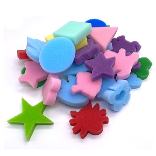 Limmion 40 Piezas Pinceles de Esponja Kits de Pintura para Niños Pincel de Espuma Cepillos de Pintura de Esponja Herramienta de Dibujo de Pintura para Artes DIY Artesanías Pintura de Dedos para Niños Cover