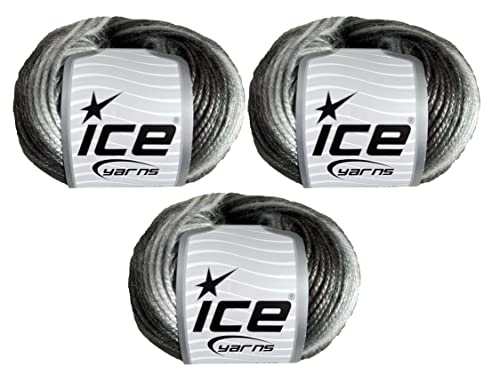 Image of Ice Yarn Picasso (3 Pack) Light Shinny Yarn Knitting Yarn Crochet Yarn for DIY Hand Knitting 44% Acrylic, 56% Polyester (3x1.76 Oz),(3x125 yds) (Black,White,Grey)