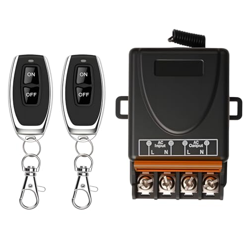 Wireless Remote Control Switch 433MHZ 12V/24V48V/72V 30A Relay Receiver Controller Switches with Two Key Fobs AC 240V/220V for Water Pump, Car Anti-Theft Alarms,Security Systems Roller Lind Door etc