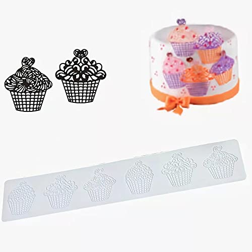 DAYUZH 2 pieces 3D silicone moulds fondant baking accessories, lace border lace cake edge decorating icing, DIY lace mould flower sugar lace decoration mould, cake