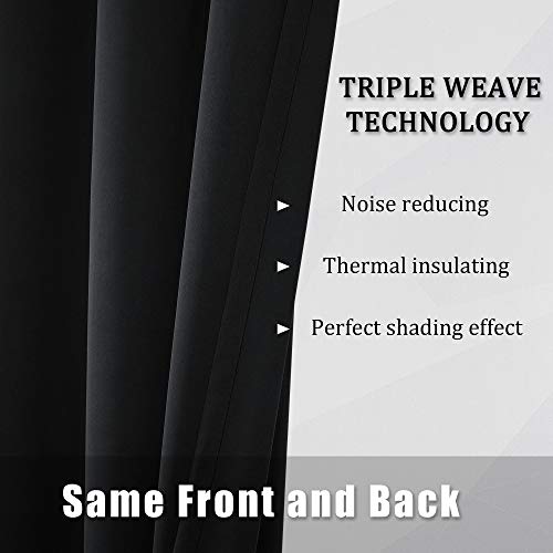 Dualife Black Blackout Curtain Panels/Drapes (60 Inch Wide By 120 Inch Length, 2 Panels) Solid Thermal Insulated Energy Efficient Bedroom Curtains For Hall/Dining Room Grommet Set Of 2 Panels #TOP3