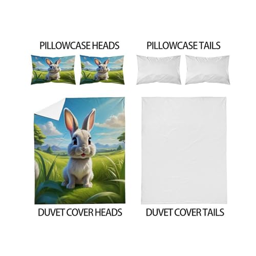 Housse de couette lapin lavable et infroissable pour lit deux personnes - 4