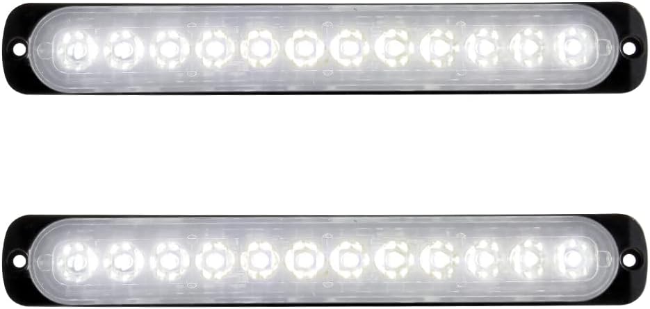 Sidaqi12LED Flashing Lights White Ultra-Thin Surface Mount Recovery Lights Strobe Lights with 10 Modes Flashing Beacon for Car Truck Vehicles 12-24V (Pack of 2)