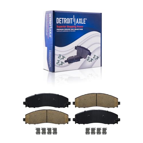 Image of Detroit Axle - 4WD Brake Kit for 2012-2022 Ford F-250 Super Duty 2013-2022 | F-350 Super Duty, 14.29 inch inch Front Rear Drilled Slotted Brake Rotors Ceramic Brakes Pads Replacement