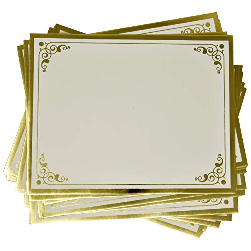 Gold Award Certificate Papers 60 Count Blank Plain Card Stock Golden Foil Border Stationary Computer Paper For High School Kindergarten Graduation Marriage Diplomas 8.5" X 11" Laser & Inkjet Printer #TOP3