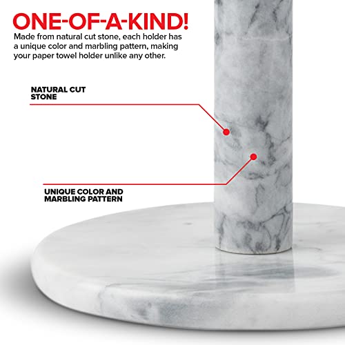 Modern Innovations Marble Paper Towel Holder Countertop Stand In White, For Kitchen And Bathroom, Heavy-Weight, Free-Standing, Fits Standard Or Jumbo-Sized Roll #TOP2
