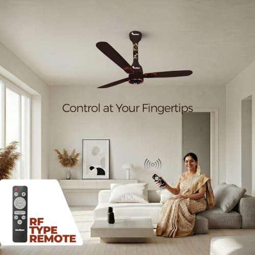 Image of Khaitan Ornate Super - 1200mm BLDC Ceiling Fan with Remote | 5 Star Rated | Durable & Long-lasting | Energy Saving | 3-Years Warranty | Pack of 1 | Smoke Brown