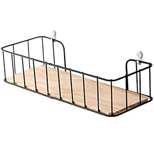 HJW Praktische opbergrek Thuis drijvende wandplank, metalen houten display opbergrek voor fotolijst boek plantenpot woonkamer slaapkamer badkamer balkon accessoires 1Huiyang-01020, klein