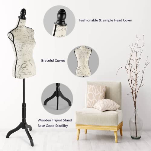 Encomle Dress Form Female Mannequin Torso, Height Adjustable Mannequin Body With Stand For Sewing, Display, Ivory #TOP1