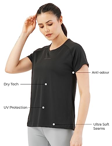 Image of Pump'd Women's Half Sleeve T-Shirt - Athleisure Women's s Fashion Workout Top for Women & Girls | Lightweight Activewear for Running, Sports & Gym - Lightweight, Anti-Odor, Dry Tech, Ultra Soft Seams
