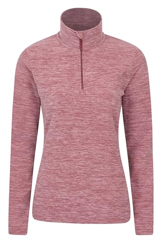 Mountain Warehouse Snowdon Womens Fleece Top - Warm Ladies Pullover, Lightweight Sweater, Half Zip, Breathable & Quick Drying - Spring Summer, Walking, Travel Dark Pink Women's Size 12