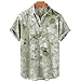 Tuklye Chemises à Manches Courtes pour Hommes Imprimé de Plantes Florales Décontractés à Manches Courtes Chemise de Plage Ete,Zm3489,M