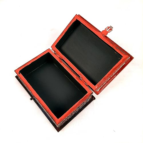 Image of Apka Mart The Online Shop Jewellery Box | Multi-Purpose Storage Box | Wooden Jewelry Box with Lock - For Dressing Table, Home & Table Decor, Oganization & Gifts - (6X4) Inch (Wood, Multicolor)