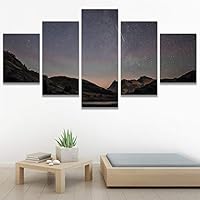 SIGNWIN 5 Panel Canvas Wall Art Aerial Astronomy & Space Dramatic Global Green Photography Realism Stars Ultra for Home Decorations Ready to Hang - 60