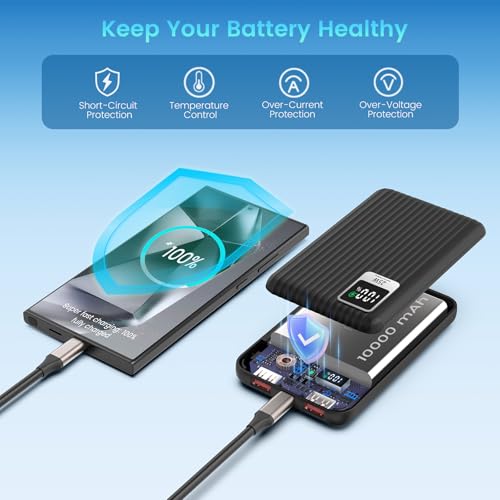 25W Super Fast Charging Portable Charger 10000mAh Power Bank,Built in Cable by DERANOR - Used condition - Image 5