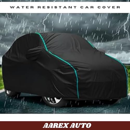 Image of Waterproof Car Body Cover for Hyundai Venue (2015-2026) with Mirror Pocket, UV Protection, Buckle Belt, 100% Water-Resistant (Black)