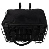 FUOYLOO Faltbarer Fahrradkorb Vorne und Hinten Großer Metallkorb mit Herausnehmbarer Innentasche Passend für Mountainbike und E-Bike Platzsparend Schwarz