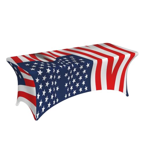 Housse de table extensible rectangulaire motif drapeau américain 1,8m - 4