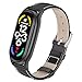 Produktbild OOHGUT für Xiaomi Mi Band 7 Armband, Lederarmband Kompatibel mit MiBand 7 NFC Leder Ersatzband Echtleder Ersatzarmband Xiao Mi Replacement Watch Strap Uhrenarmband für Herren Männer Damen - Schwarz