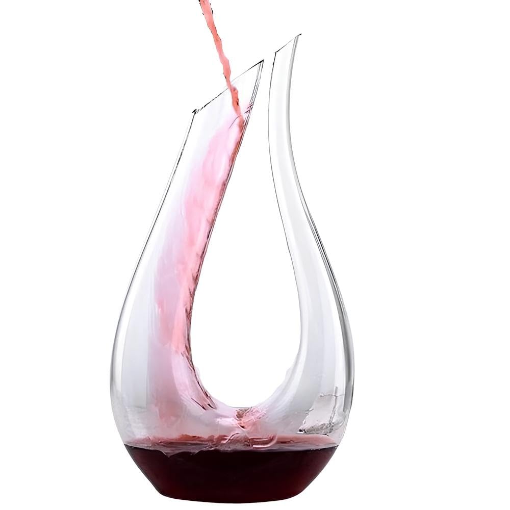 Caraffa per vino da 1,5 l, in vetro di cristallo, elegante decanter per vino rosso, vino bianco e vino rosato – Aeratore per vino fatto a mano per uno sviluppo ottimale – Caraffa decantatrice da 1500