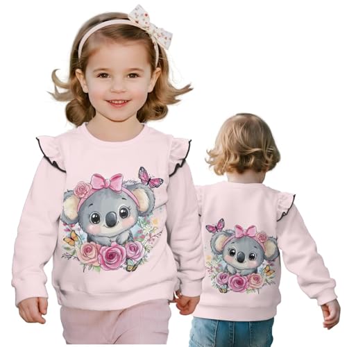 Girls Ruffle Long Sleeve Crewneck Sweatshirt Comfortable Girls' Long Sleeve Crewneck Pullover Sweater 1-83
