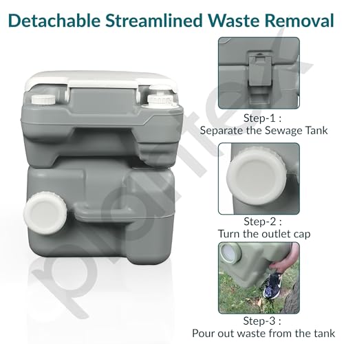 Image of Plantex High Density Polyethylene (HDPE) Piston Pump /for Adult /Elderly /Portable Toilet for Indoor and Outdoor Camping with Bidet Jet Spray /Travel Friendly with 10 Liters Water Tank - Pack of 1 (Grey)