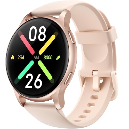 Parsonver Smart Watch, 5ATM Waterproof Swimming Watch, Smartwatch for Women with Bluetooth Calls, Fitness Tracker Heart Rate Sleep Monitor, Pedometer, 100+ Sports Modes for Android & iPhone, Rose Gold