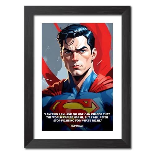 Image of TenorArts Superman Poster with Quotes Comics Photo Frame Painting With Black Wooden Textures (12inches x 9inches)